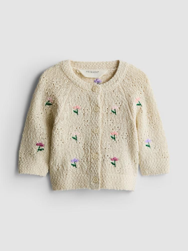 Floral embroidered newborn cardigan
