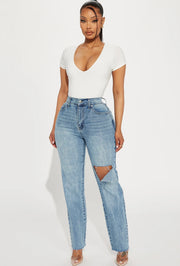 Fashionova catching your eyes stretch straight leg jeans