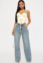 Fashionnova flower jacquard wide leg jeans