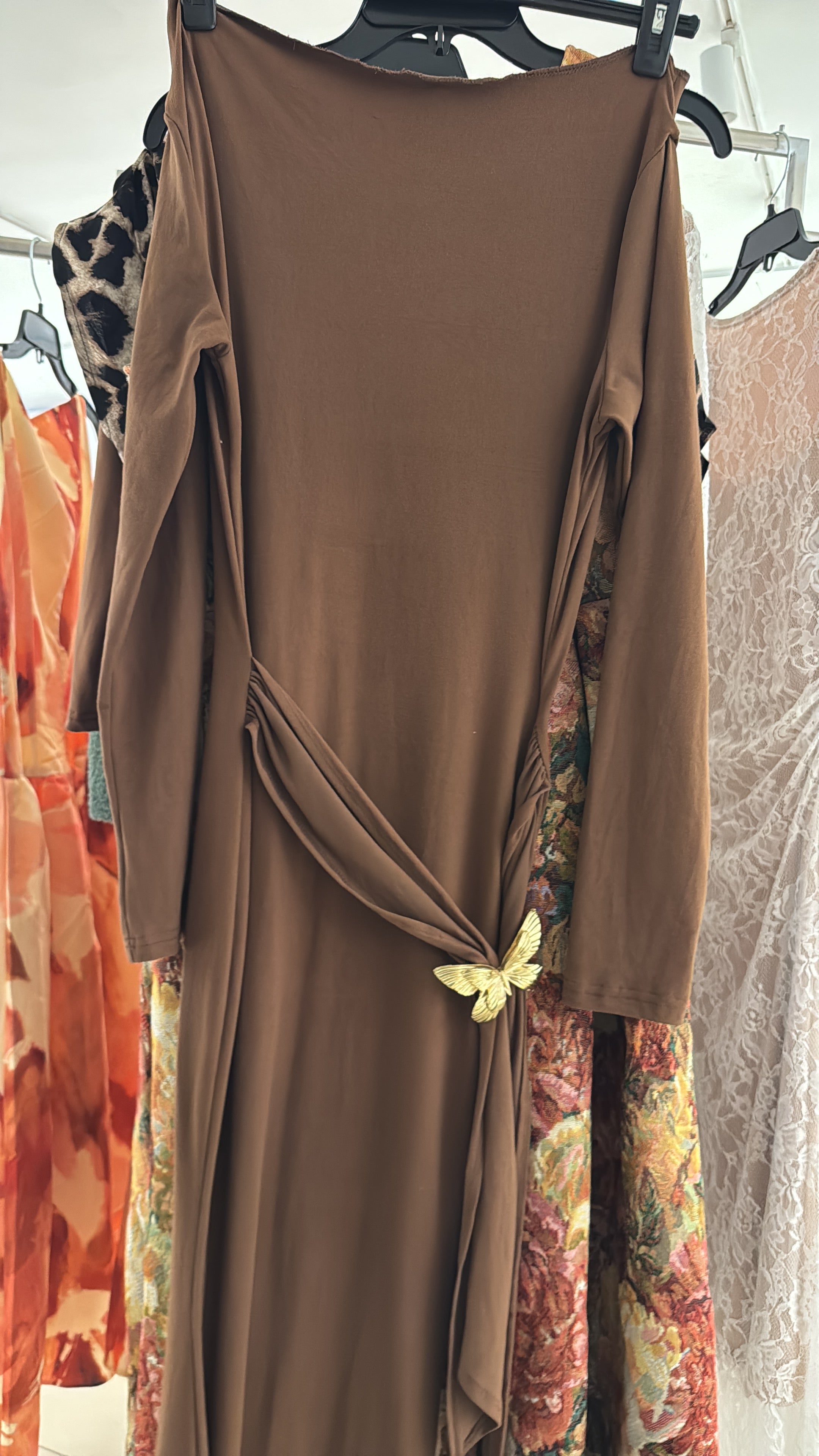 Shein twin set buckled detail long sleeve maxi dress