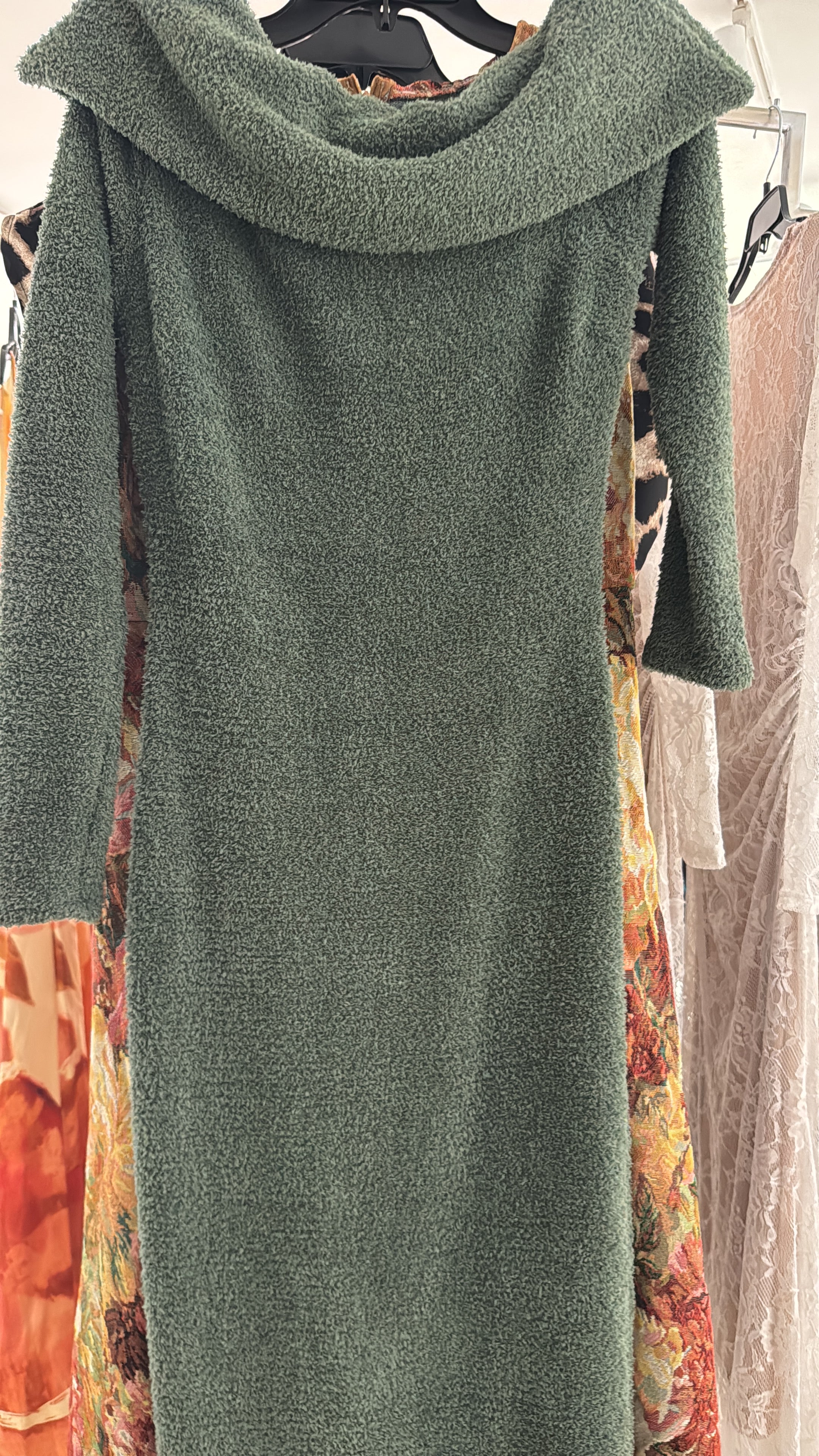 Fashionova long sleeve,cowl-neck ,fuzzy maxi dress