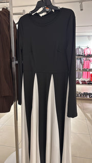 SHEIN black and white color block maxi dress with a pleated A-line