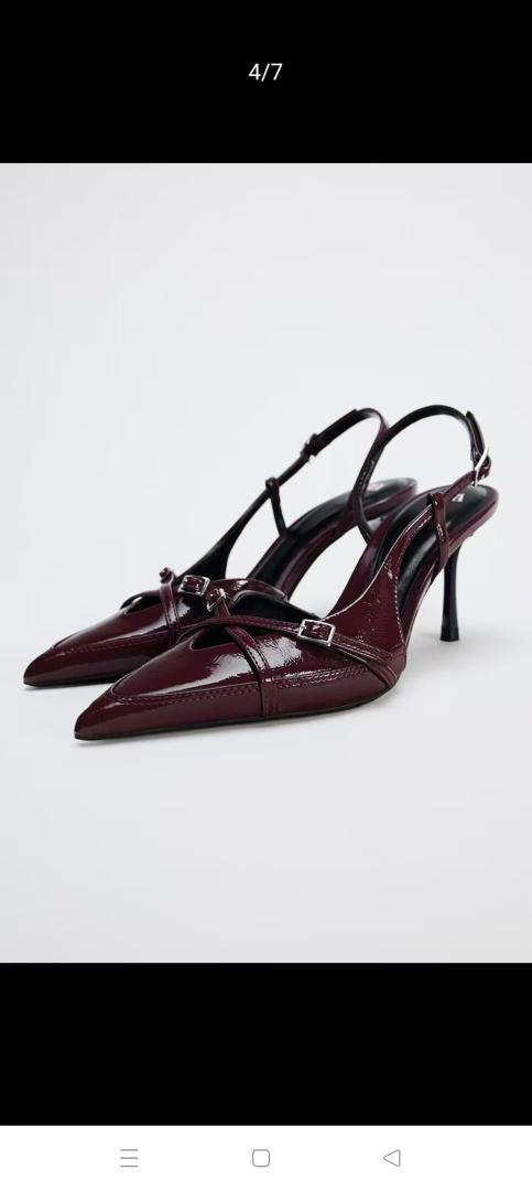Zara cracked high heel in burgundy red with buckled straps