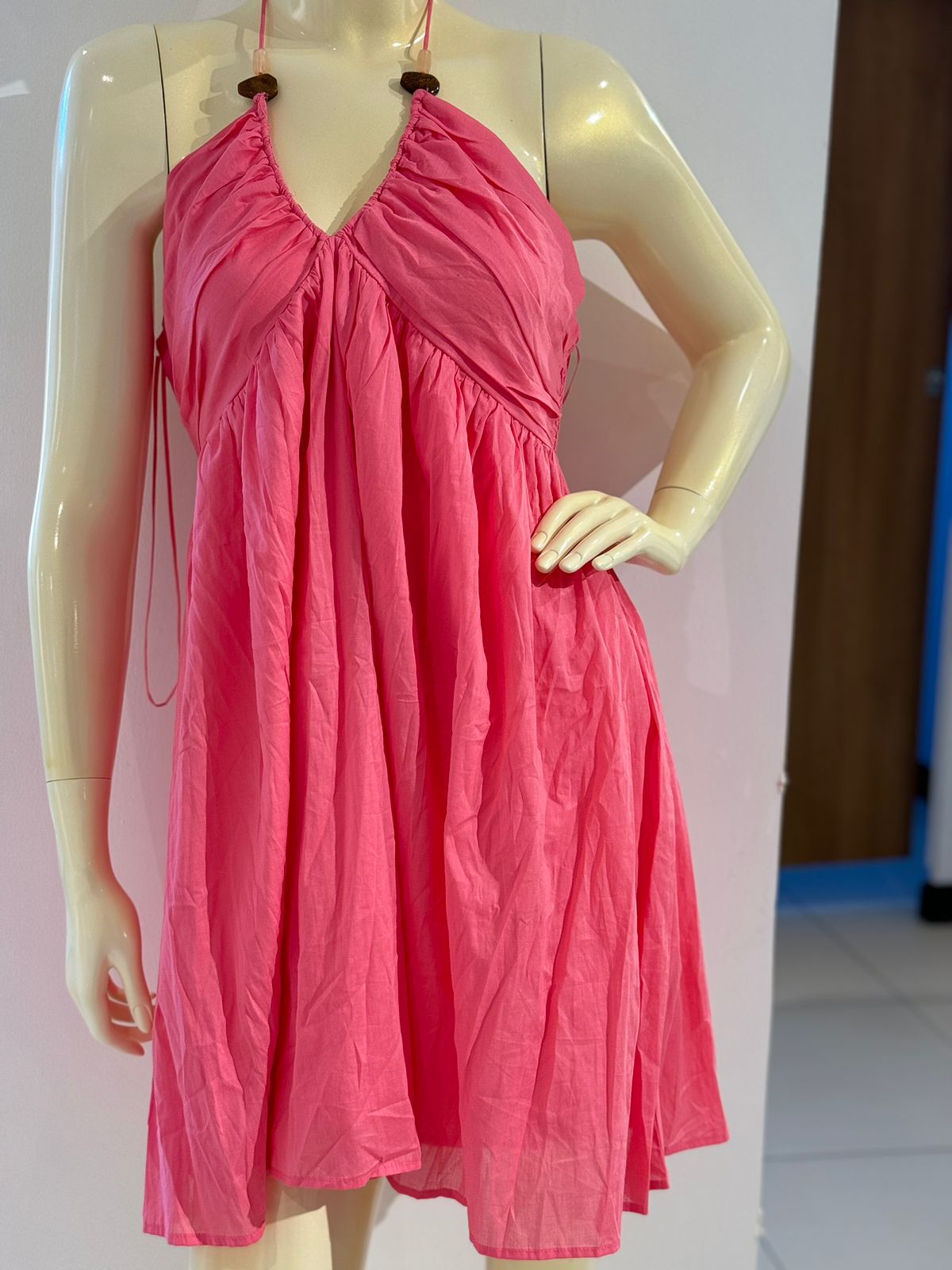 Primark coral dress with a ruched bodice