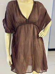 Primark brown A-line dress with a gathered waist