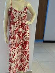 Primark red and beige tropical print dress