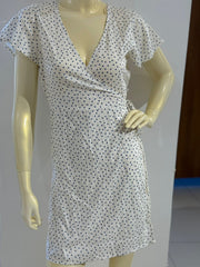 Primark tie front white dress with small heart print