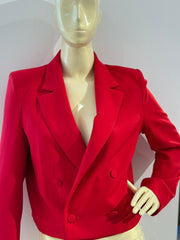 Primark red double breasted cropped blazer