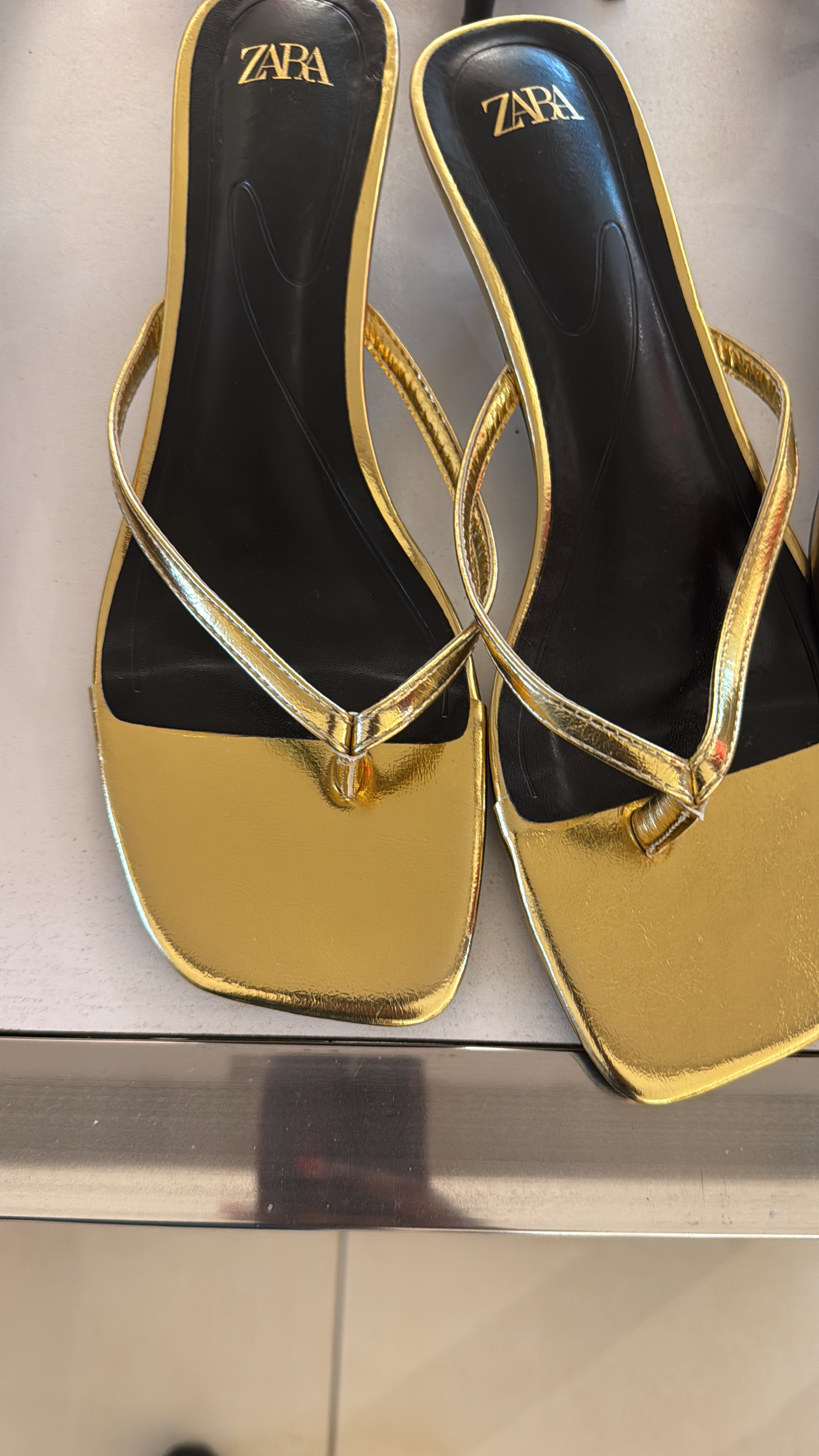 Zara gold strappy heels