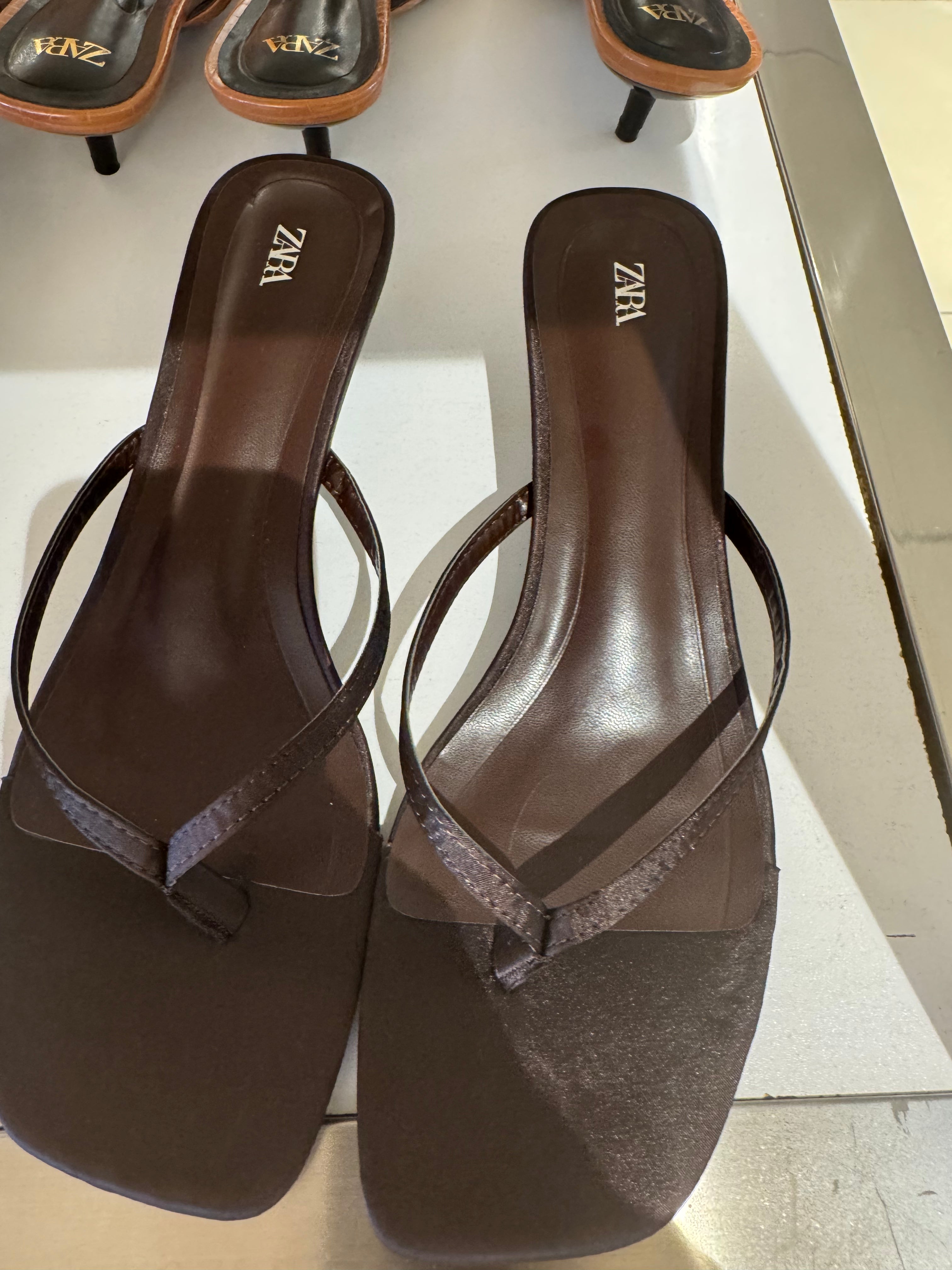 Zara satin kitten heels in brown