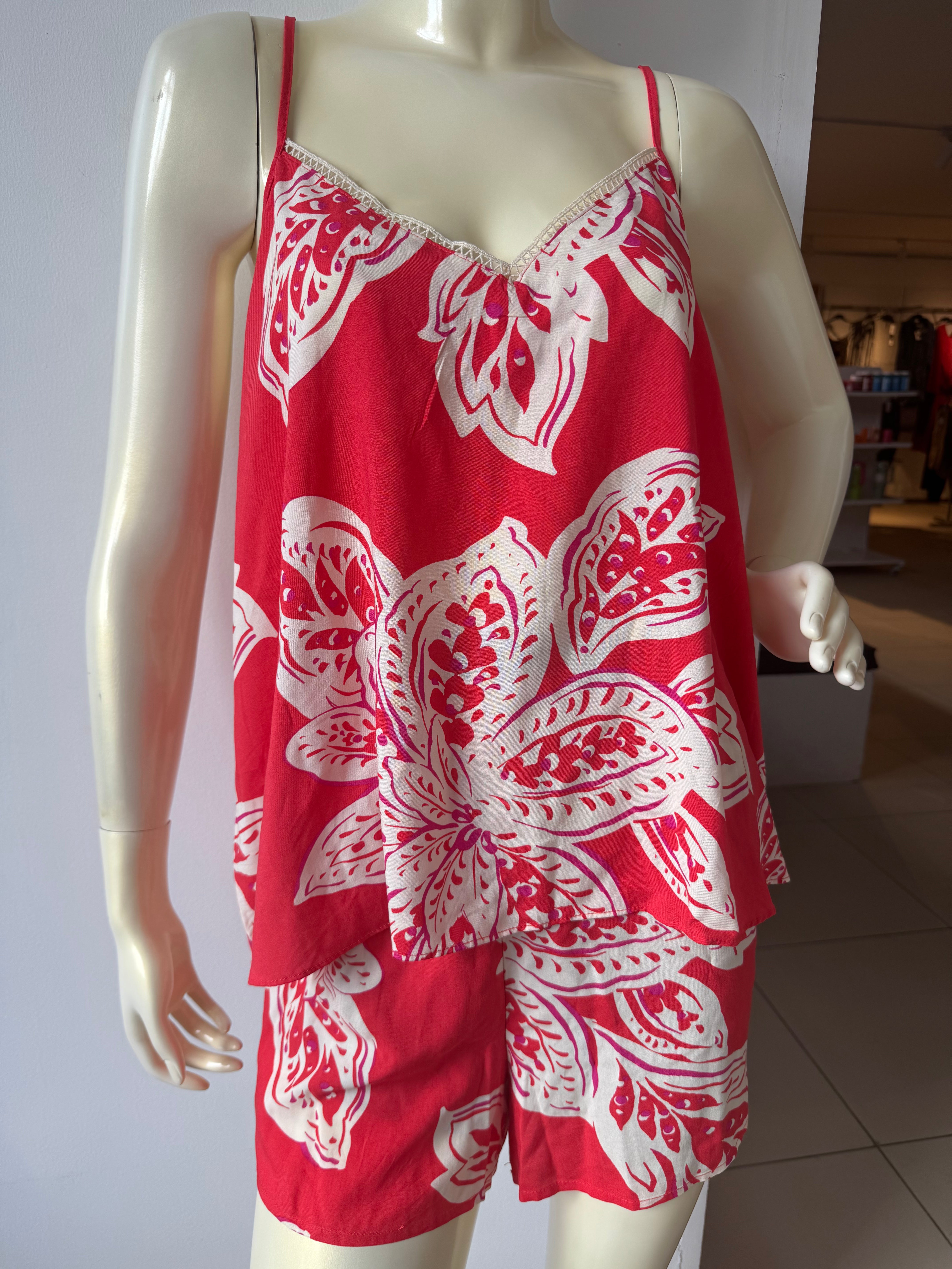 Primark red and white floral Pyjama set