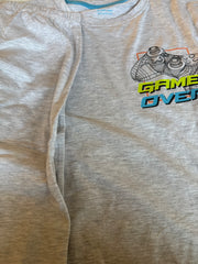 Primark cares mark children tshirt and jogger with a game over graphic