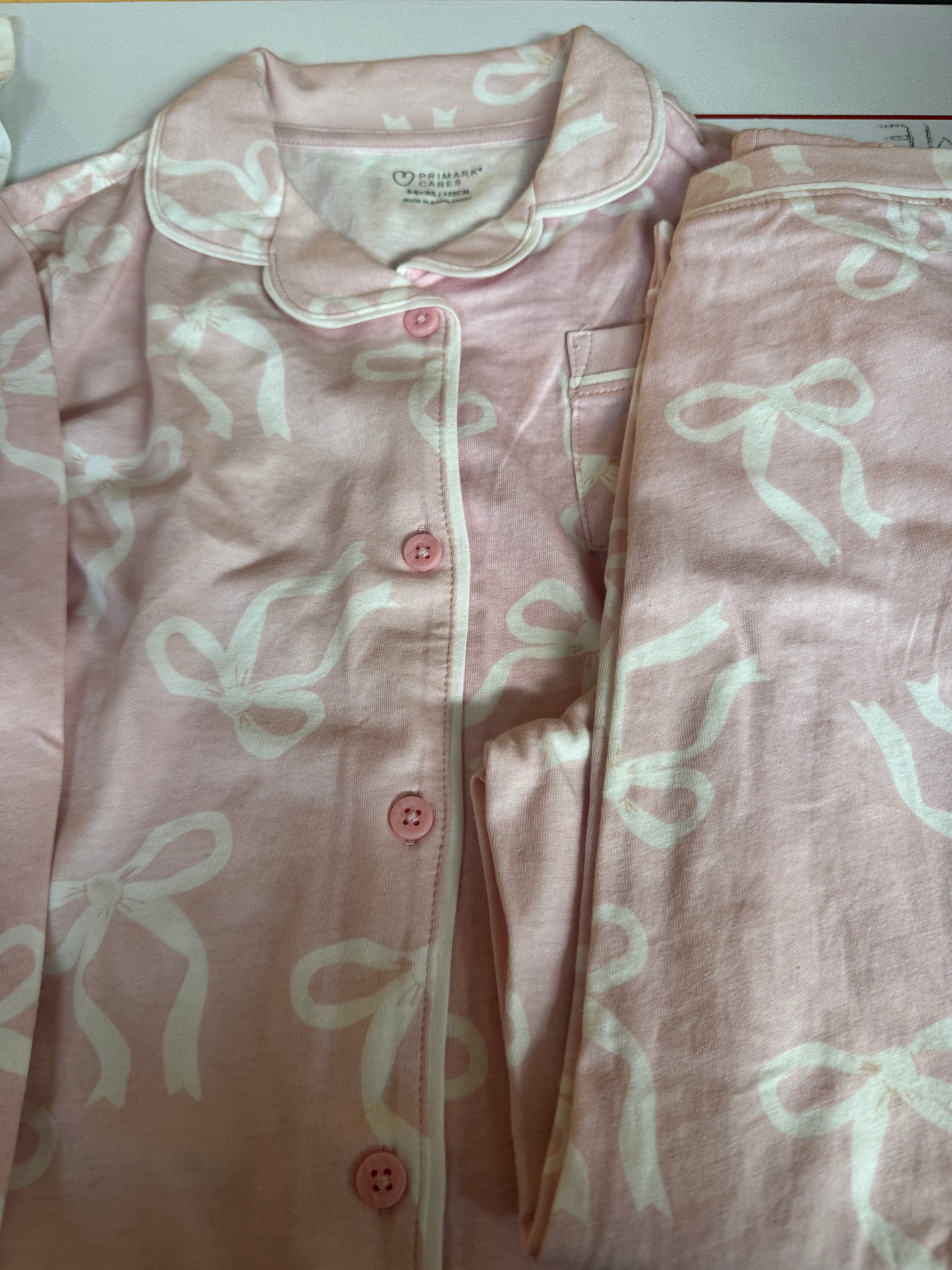Primark pink and white bow-print Pyjama