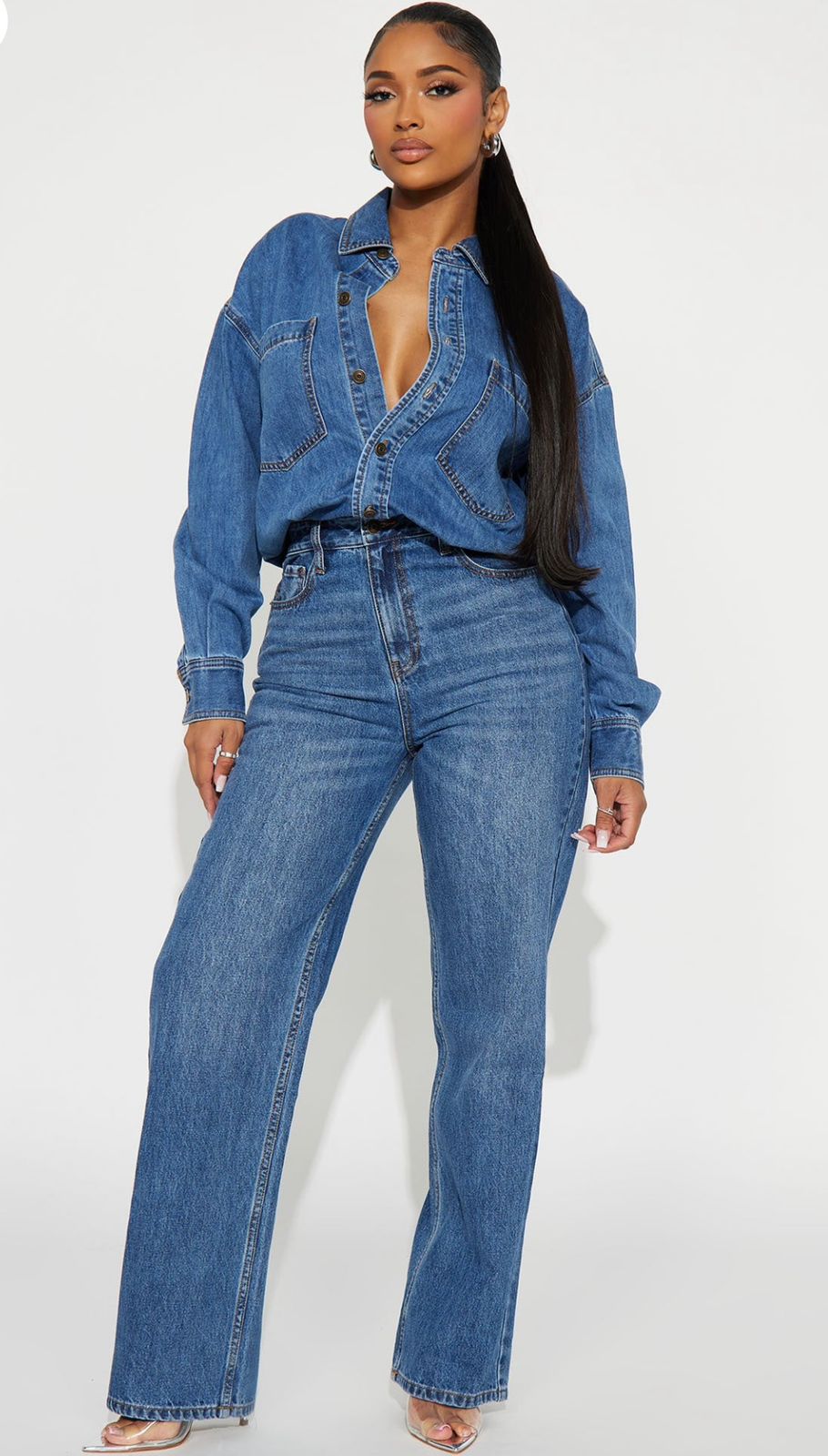 Fashionnova denim jumpsuit