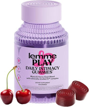 Lemme Play Daily Intimacy Gummies for Women and Men w/Clinically-Studied S7 Nitric Oxide Complex for Healthy Blood Flow, Maca Root, Goat Weed - Cherry Flavored (60 Count)