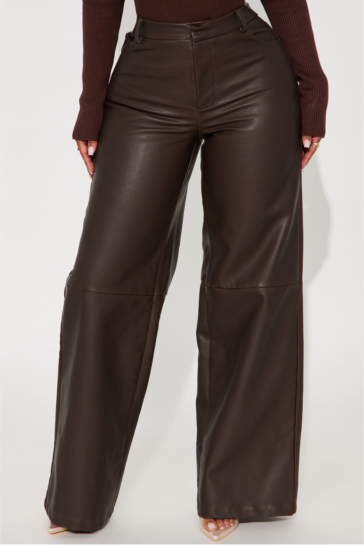 Fashionnova faux leather wide leg jeans