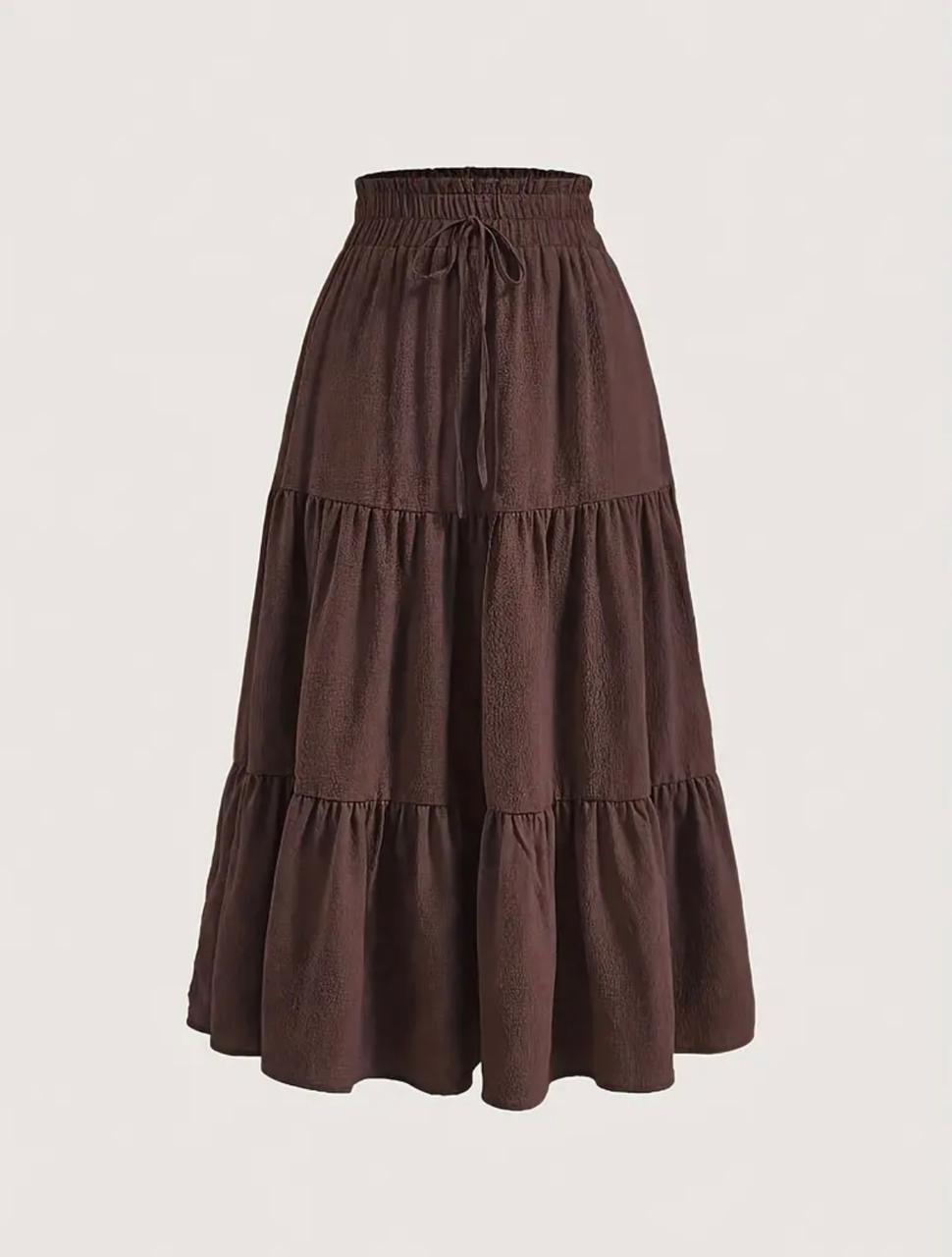 TEMU elegant brown A-line maxi dress