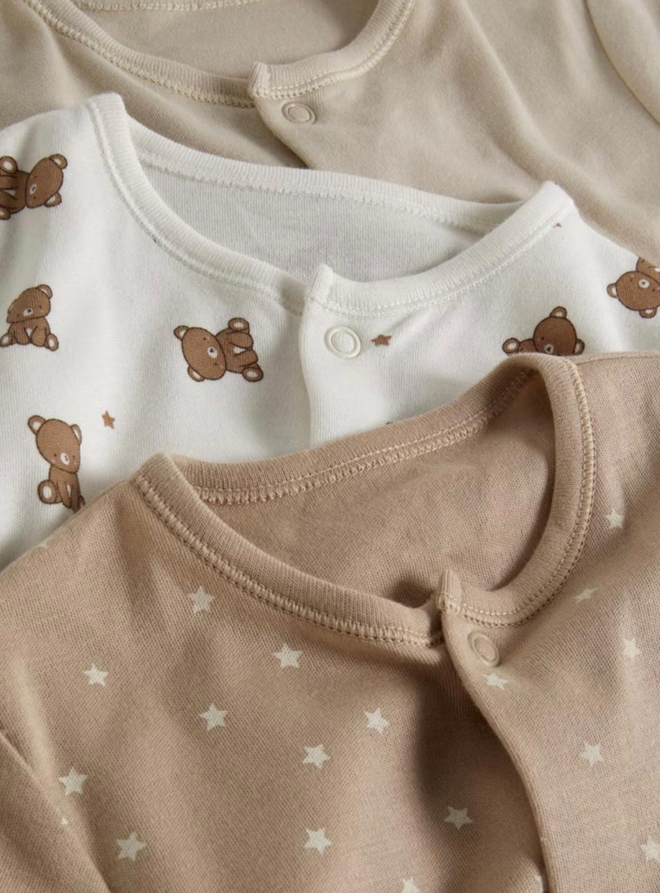 3pk popper sleepsuits