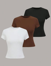 SHEIN women’s solid color round neck short sleeve tops