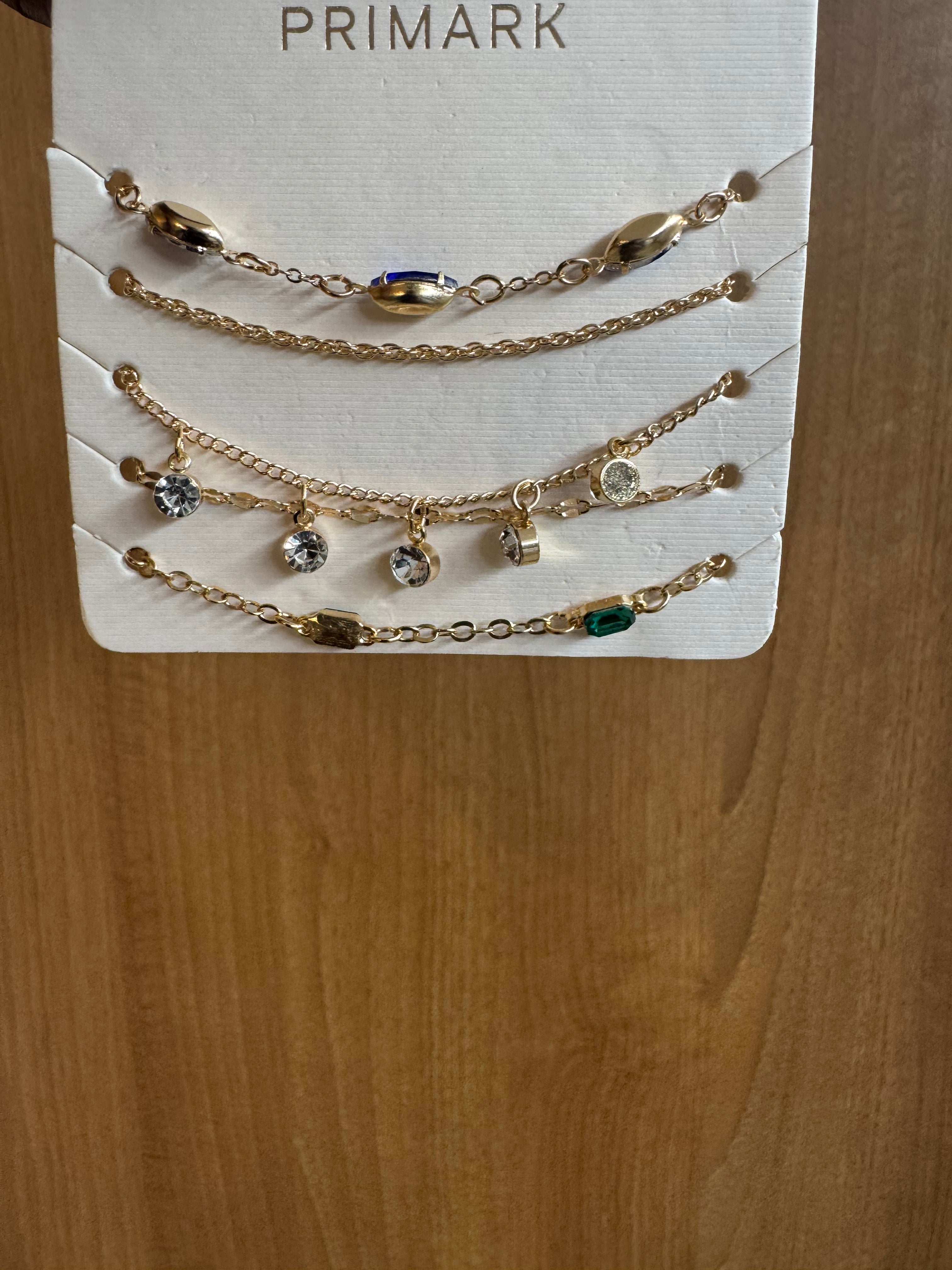 Primark 5pck anklets with crystal embellishments