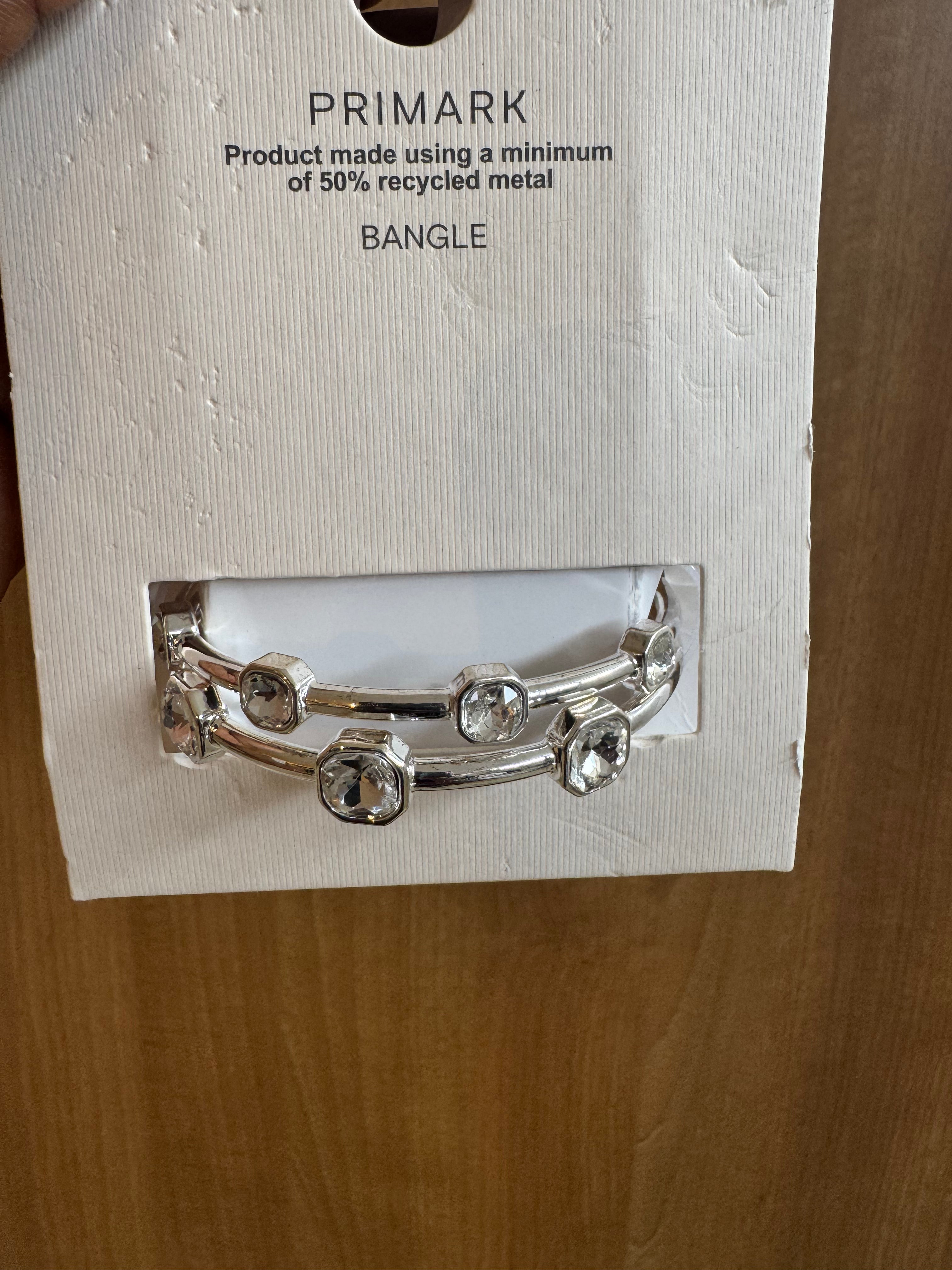 Primark bangle with large square-cut clear stones
