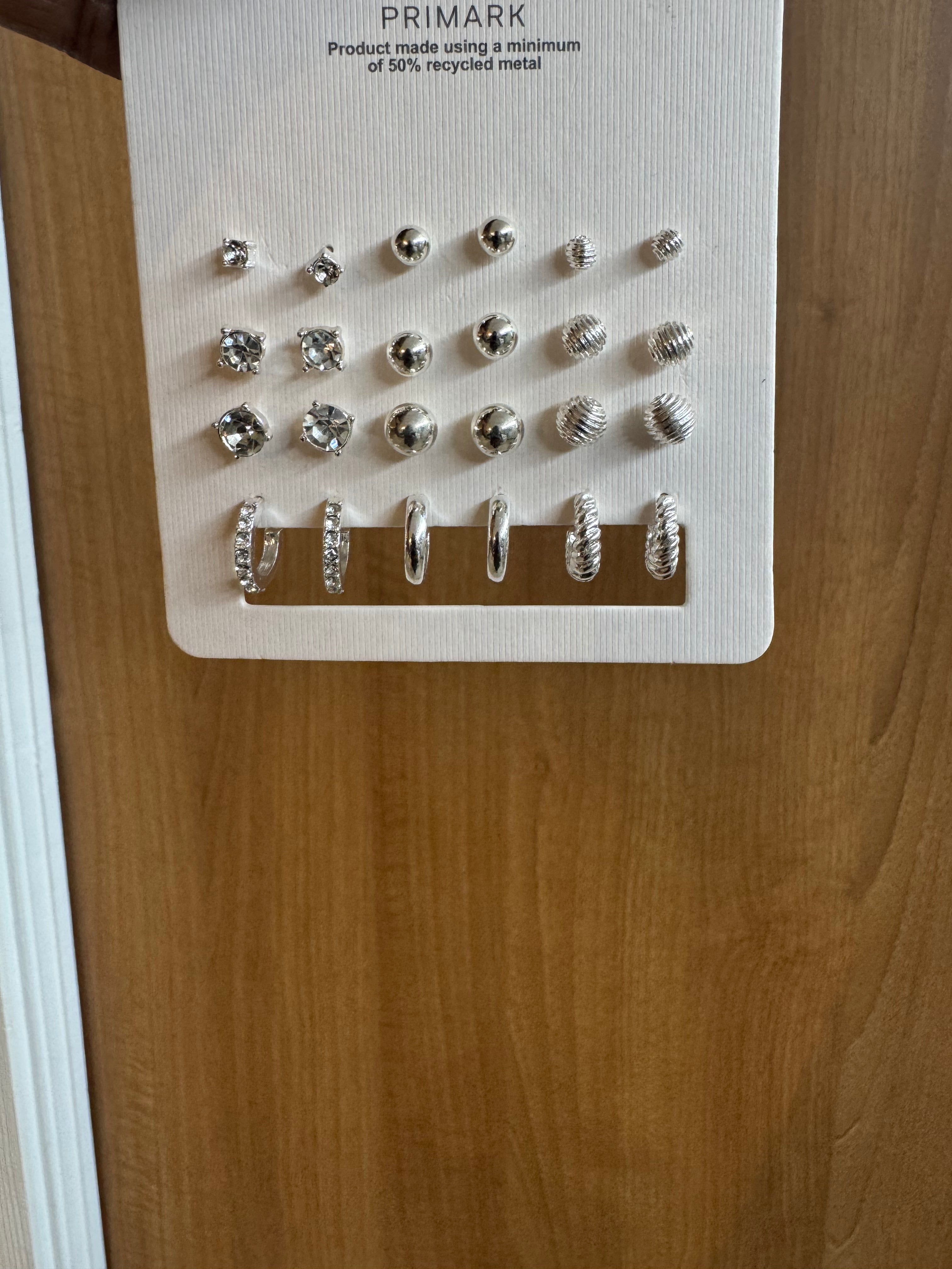 Primark 12pack silver-tone stud and hoop earrings