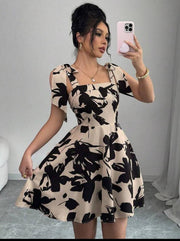 Shein women’s elegant floral print strapless party dress