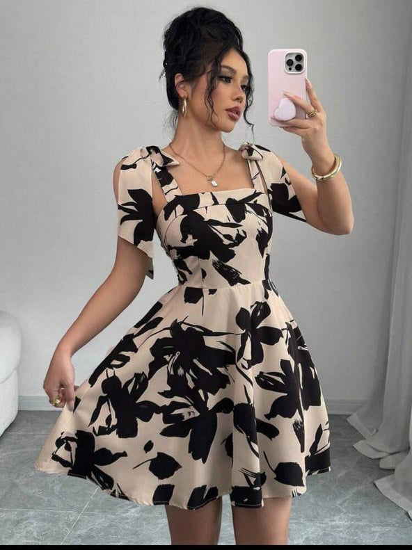Shein women’s elegant floral print strapless party dress