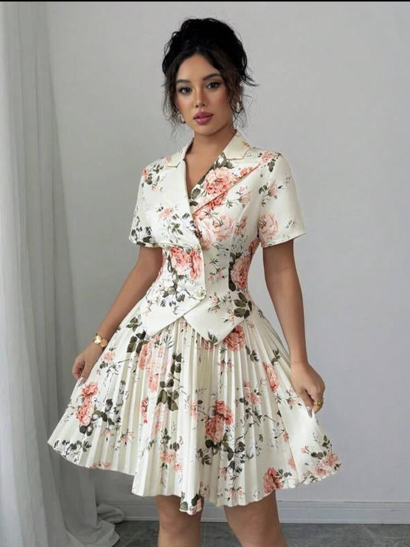 Shein 2pc women solid polo collar set