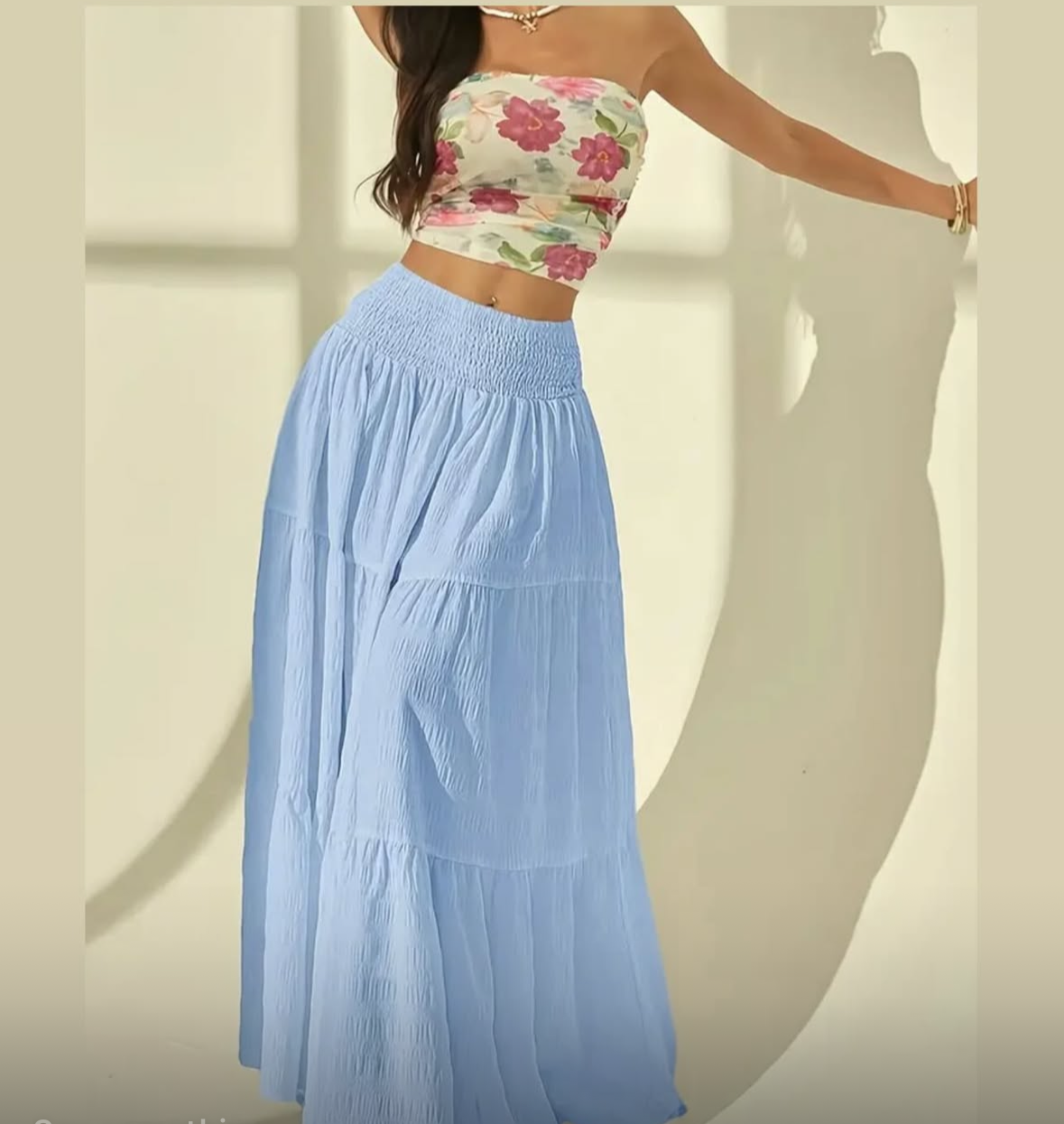 Temu long length polyester skirt