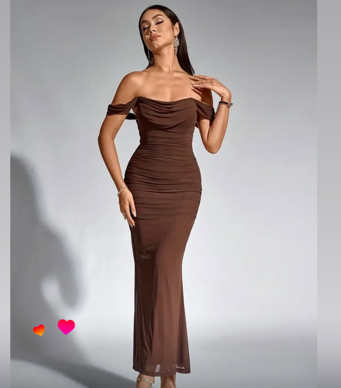 Shein off shoulder ruched zipper back bodycon dress