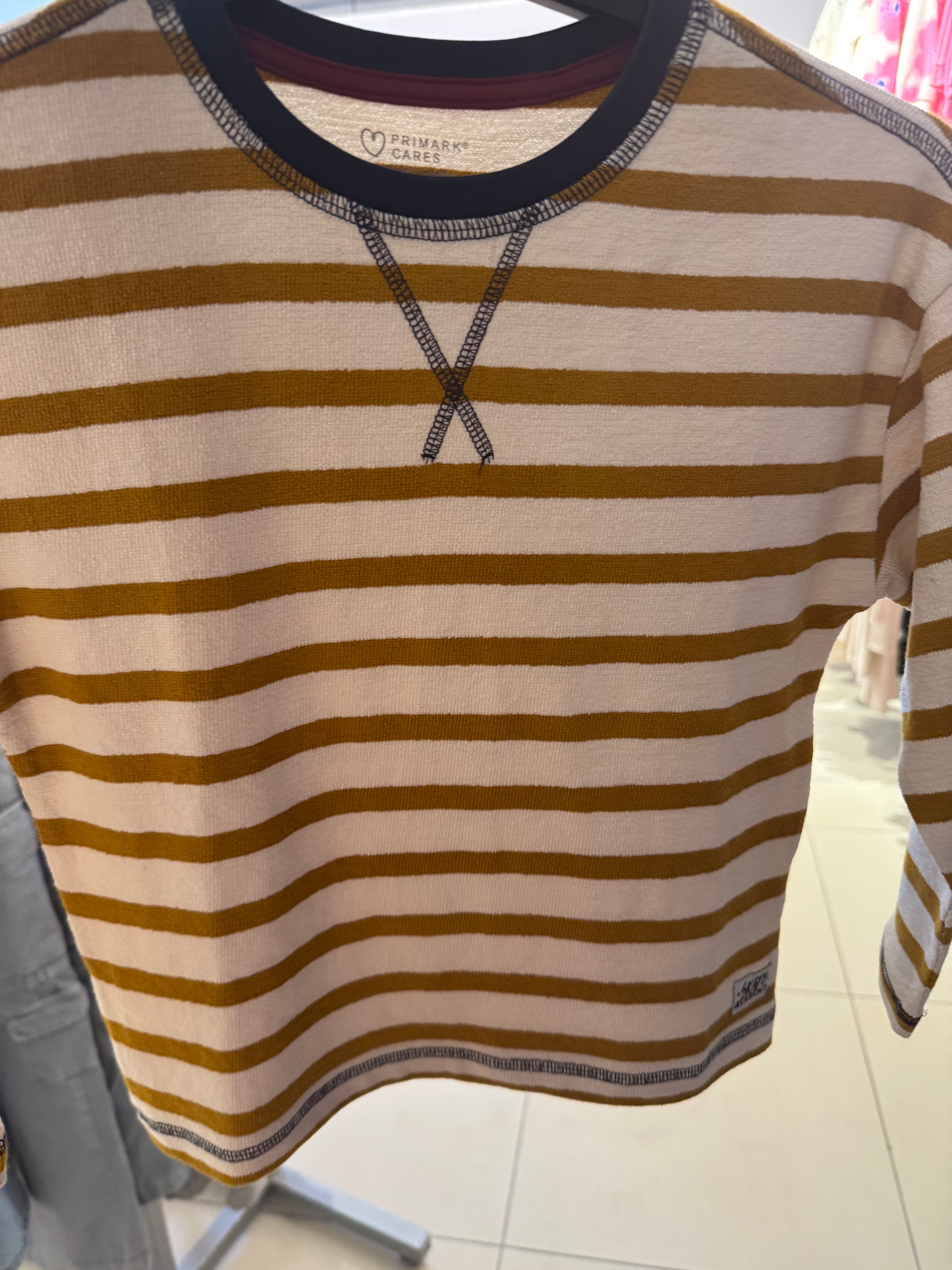 Textured Striped Long Sleeve T-Shirt