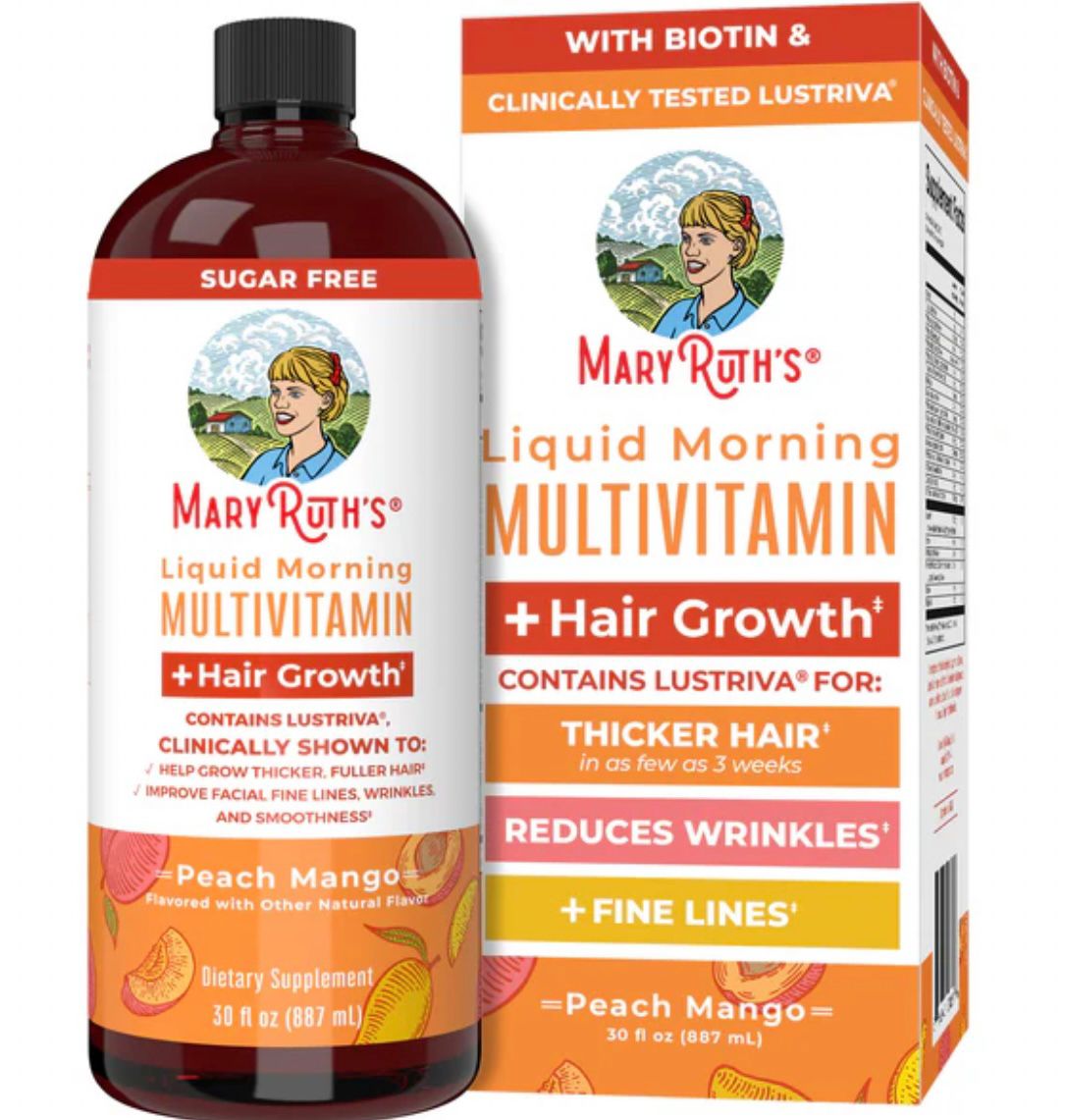 Mary Ruth's Liquid Morning Multivitamin + Hair Growth-Peach Mango