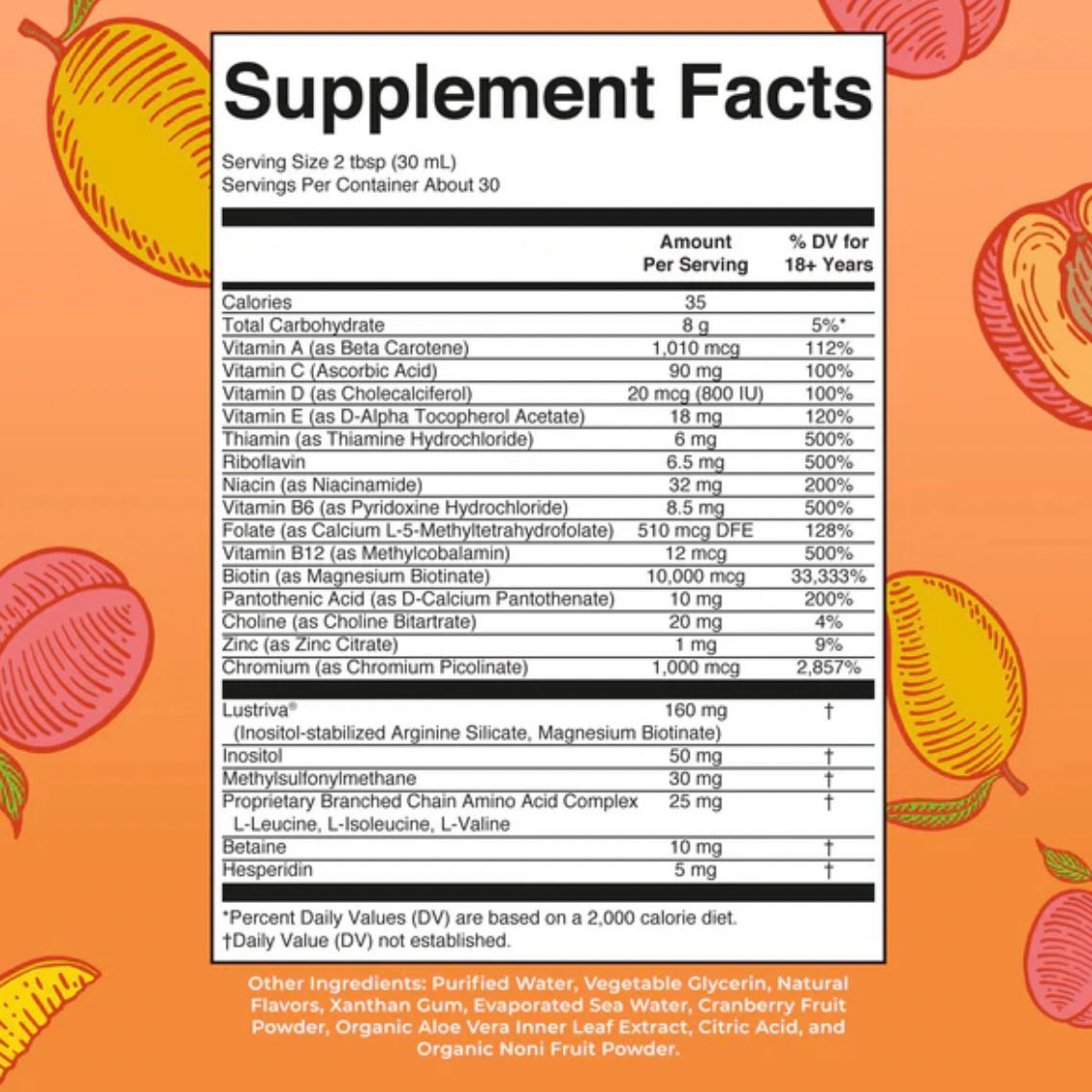 Mary Ruth's Liquid Morning Multivitamin + Hair Growth-Peach Mango