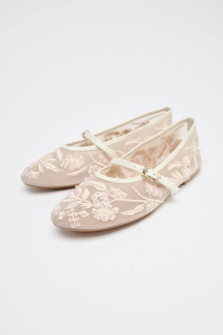 Zara Ballerina Embroidered Flats