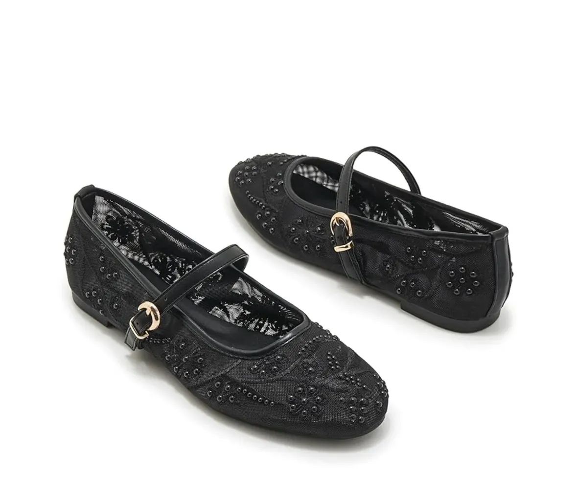 Zara Ballerina Embroidered Flats