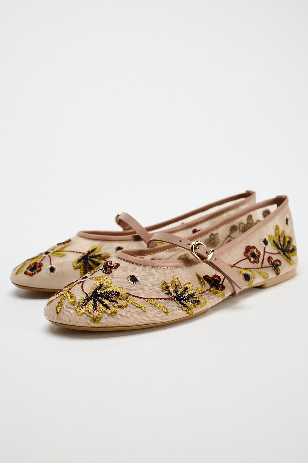 Zara Ballerina Embroidered Flats