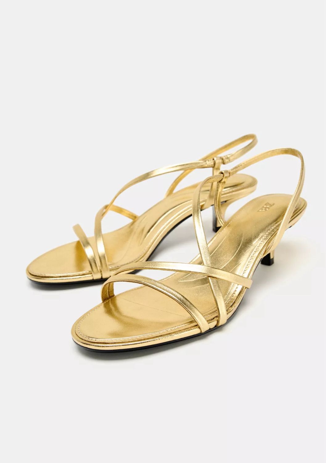 Zara Leather Kitten Heels Sandals