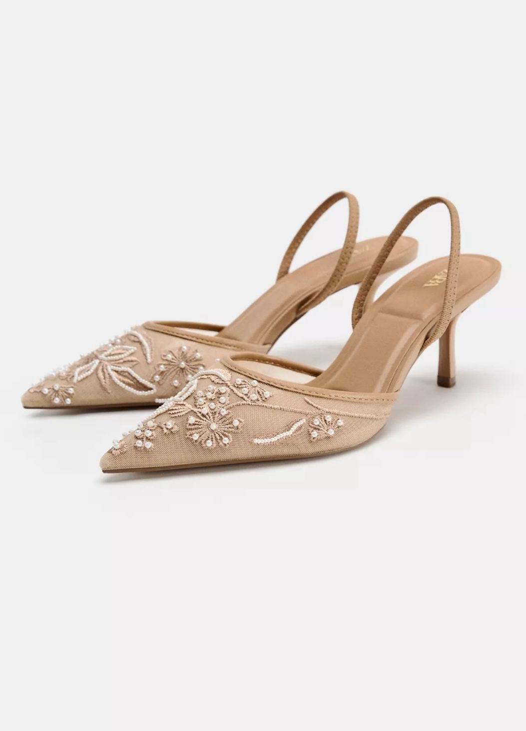 Zara Sling-back Shoes with Embroidered Mesh