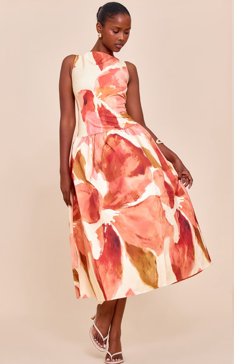 Pretty Little Thing Floral Print Dropped Waist Midaxi Dress