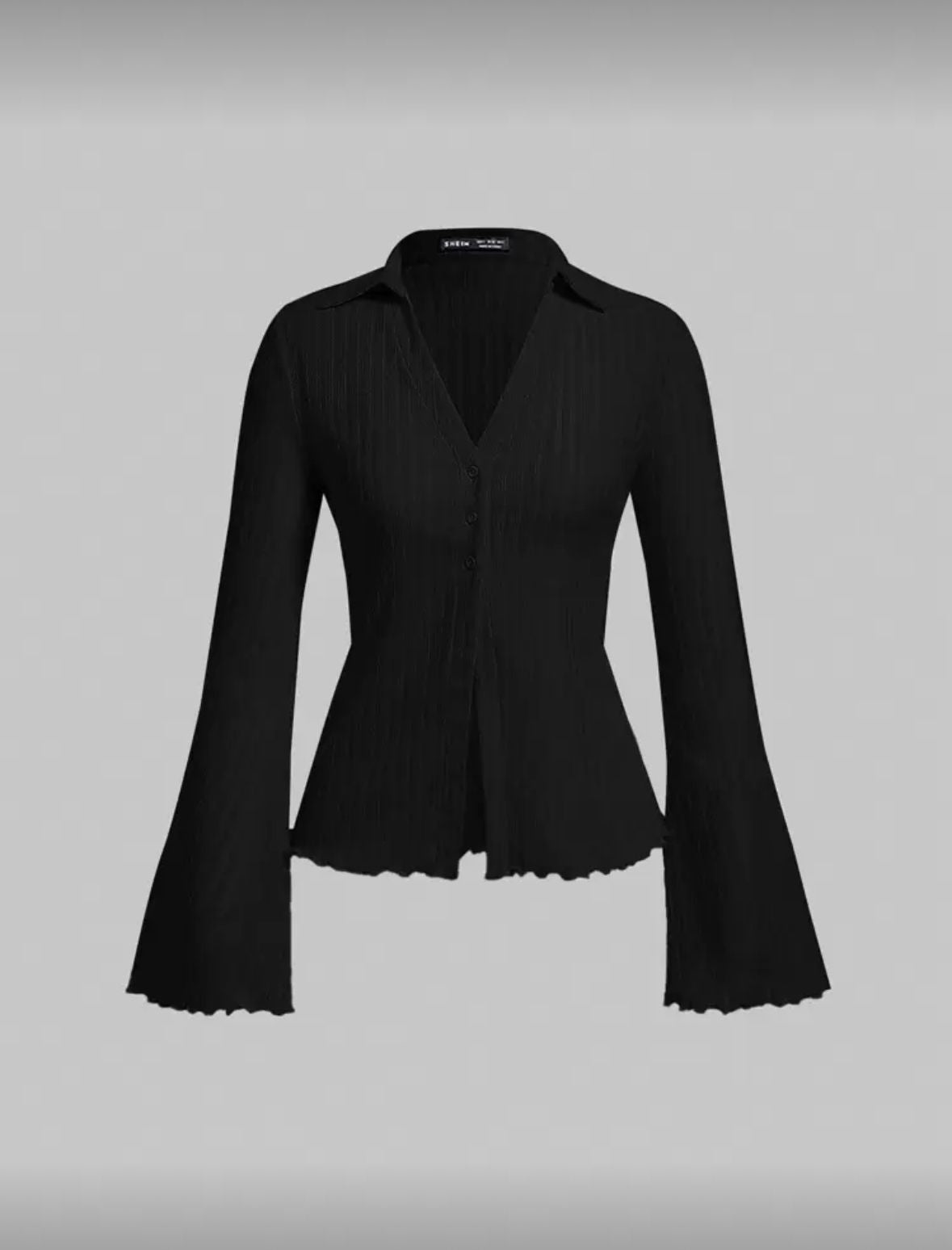 Shein Lettuce Trim Trumpet Sleeve Top