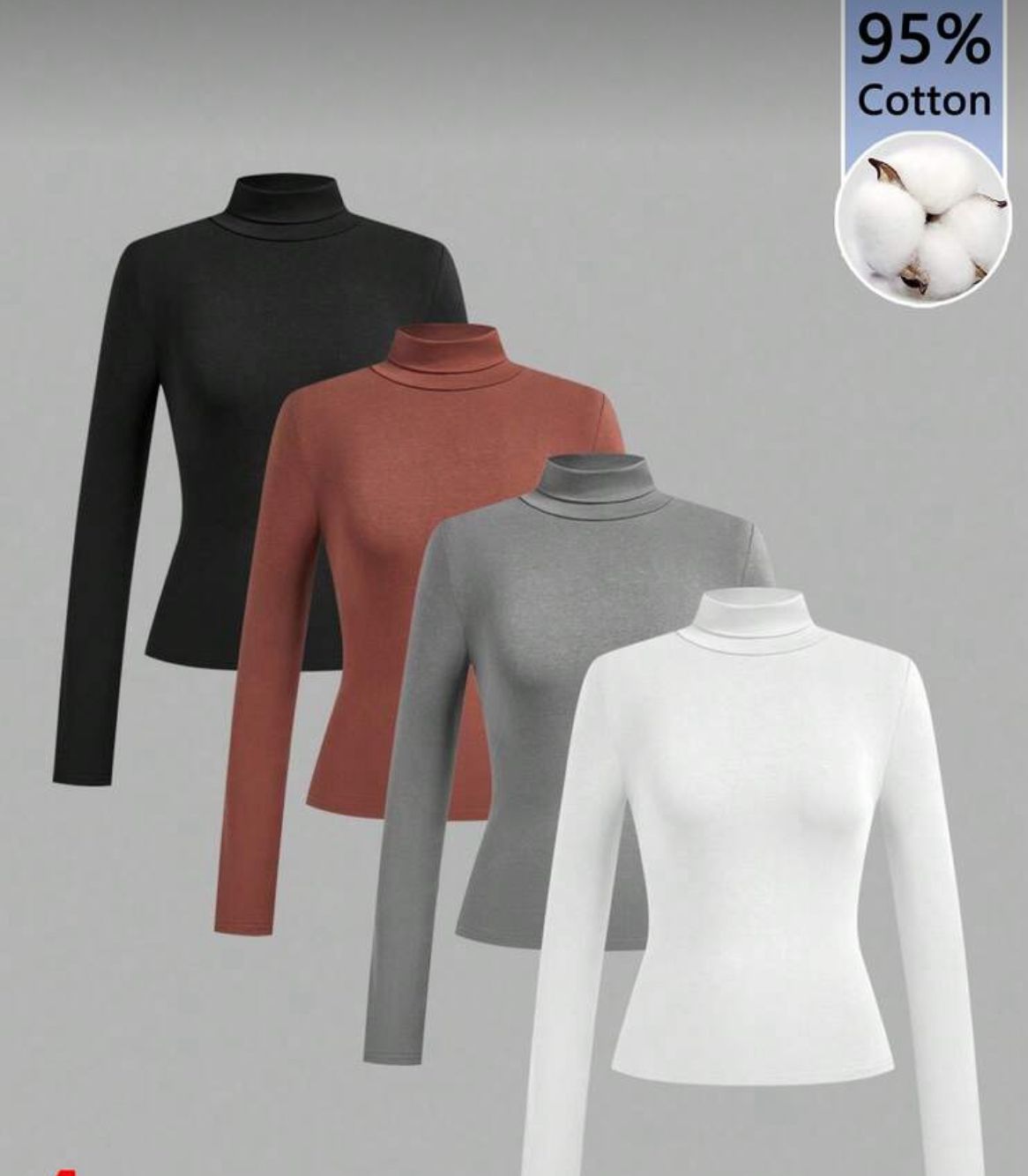 Shein Casual Minimalist Slim Fit Turtle Neck T-shirt