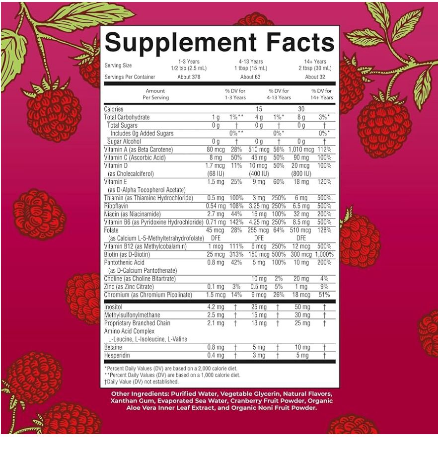 Mary Ruth's  Liquid Morning Multivitamin Raspberry